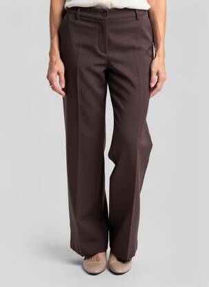 Pantalon droit tissage crêpe taille normale marron PAKO LITTO femme