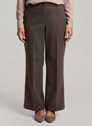 Pantalon droit tissage crêpe taille normale marron PAKO LITTO femme
