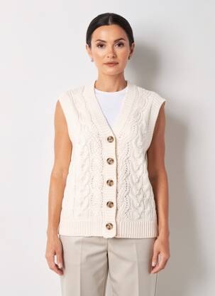 Gilet sans manche fermeture boutonnée sur le devant beige WHITE STUFF femme