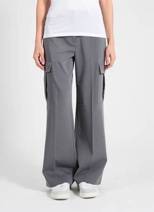 Pantalon large tissage popeline taille normale gris BROADWAY femme