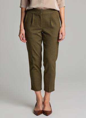 Pantalon 7/8 stretch taille normale vert ICHI femme