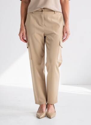 Pantalon cargo coupe droite taille normale beige BROADWAY femme