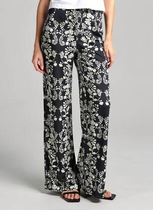 Pantalon large fermeture zip latéral taille normale noir ICHI femme