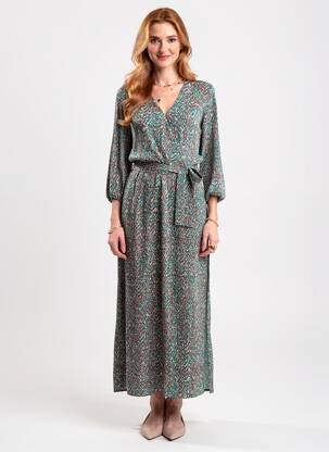 Robe longue imprimé fantaisie manches longues vert GARCIA femme