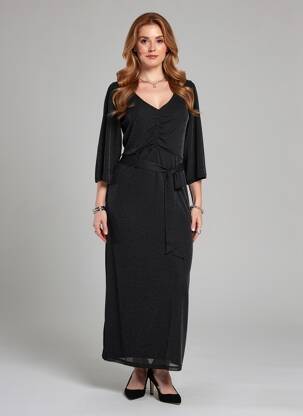 Robe longue coupe cintrée manches 3/4 noir GARCIA femme