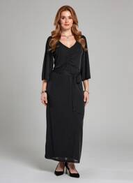 Robe longue coupe cintrée manches 3/4 noir GARCIA femme
