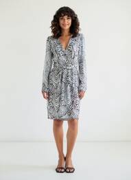 Robe mi-longue manches longues manches longues blanc MORGAN femme