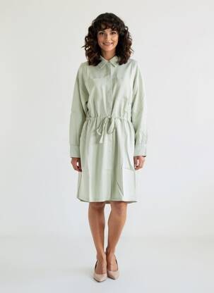 Robe mi-longue manches longues manches longues vert BROADWAY femme