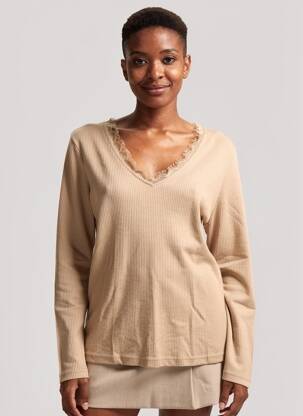 Pull coupe cintrée manches longues marron ÉTYMOLOGIE femme