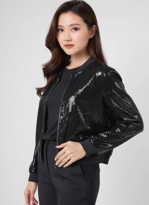 Veste casual col rond noir TIFFOSI femme