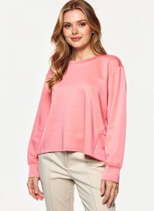 Pull coupe droite manches longues rose BROADWAY femme