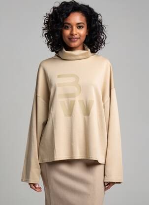 Pull coupe droite manches longues beige BROADWAY femme