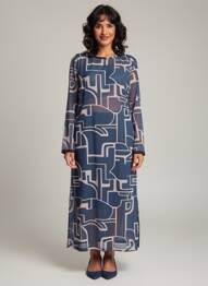 Robe longue manches longues manches longues bleu STREET ONE femme