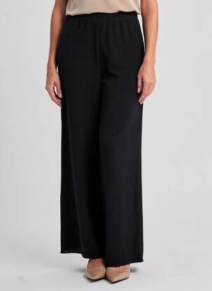 Pantalon large tissage crêpe taille normale noir BY BASICS femme