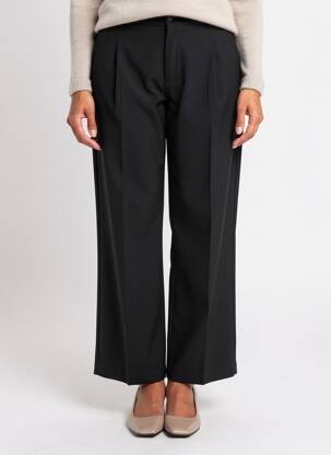 Pantalon droit tissage popeline taille normale noir KANOPE femme