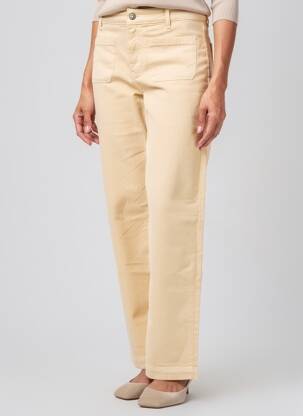 Pantalon droit fermeture zippée sous rabat boutonné taille normale beige KANOPE femme