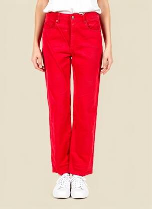 Pantalon droit fermeture zippée sous rabat boutonné taille normale rose KANOPE femme