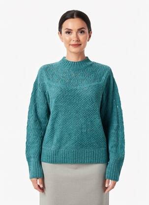 Pull tissage chiné manches longues vert KING LOUIE femme