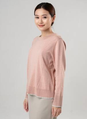 Pull tissage chiné manches longues rose WHITE STUFF femme