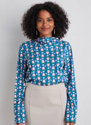 T-shirt manches longues manches longues bleu BLUTSGESCHWISTER femme