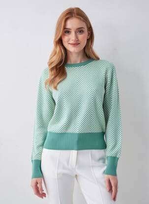 Pull stretch manches longues vert DANEFAE femme