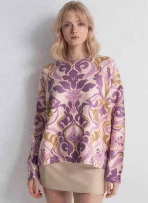 Pull resserrée sur le bas manches longues violet LA PETITE ETOILE femme