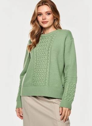 Pull stretch manches longues vert BLUTSGESCHWISTER femme