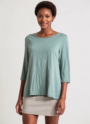 T-shirt manches 3/4 manches 3/4 vert BY BASICS femme