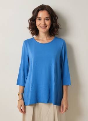 T-shirt manches 3/4 manches 3/4 bleu BY BASICS femme