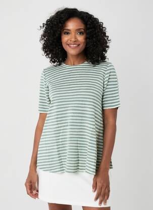 Pull coupe cintrée manches courtes vert BY BASICS femme