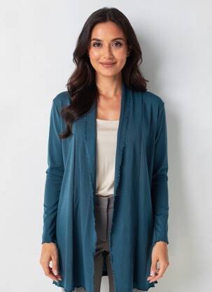 Gilet manches longues col châle bleu BY BASICS femme