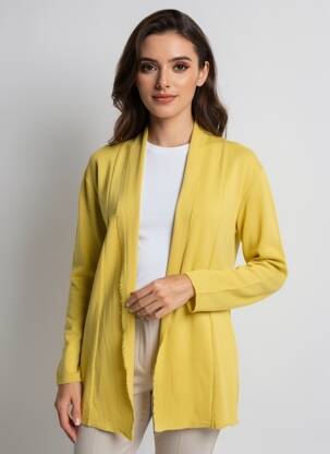 Gilet manches longues col châle jaune BY BASICS femme