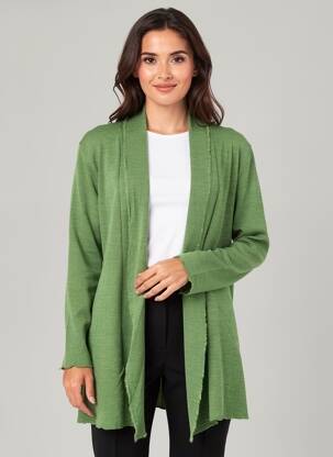 Gilet manches longues col châle vert BY BASICS femme