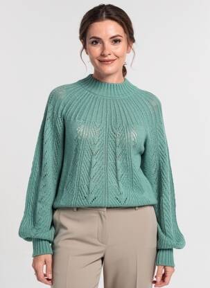 Pull tissage chiné manches longues vert KING LOUIE femme