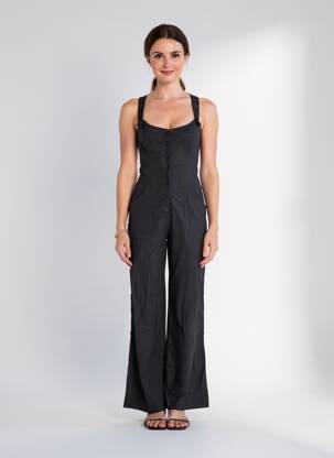 Combi-pantalon fermeture boutonnée sur le devant sans manche noir KALI YOG femme
