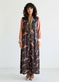 Robe longue manches longues manches longues noir ME369 femme