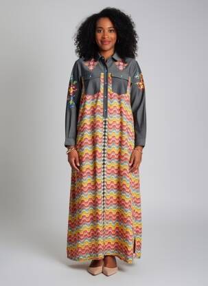 Robe longue manches longues manches longues noir ME369 femme