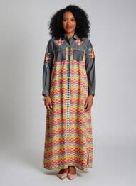 Robe longue manches longues manches longues noir ME369 femme