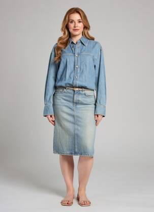 Robe mi-longue manches longues manches longues bleu HAIKURE femme