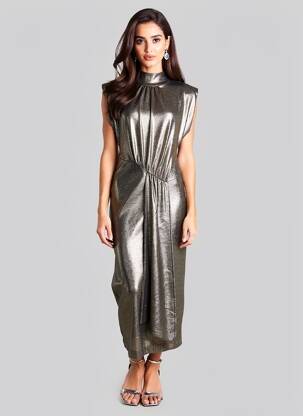 Robe longue manches courtes manches courtes argent ESSENTIEL ANTWERP femme