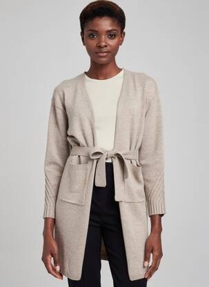 Gilet manches longues stretch marron MAJESTIC FILATURES femme