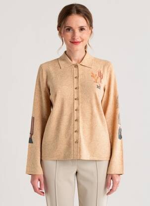 Gilet manches longues coupe cintrée beige ME369 femme