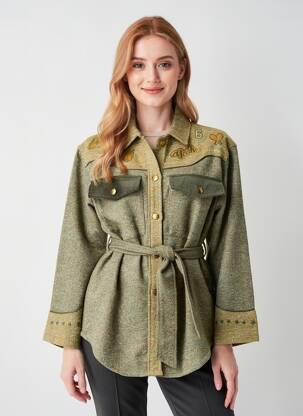 Veste casual epaulette vert ME369 femme