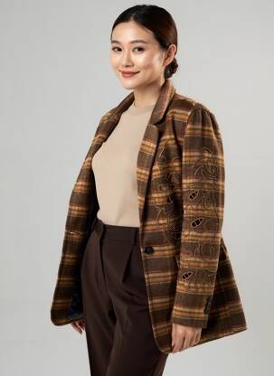 Blazer poches marron ME369 femme