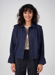 Blouson effet matière satinée bleu CLARAMONTE femme