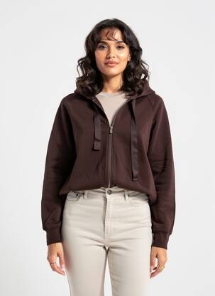 Veste casual col rond violet MAJESTIC FILATURES femme