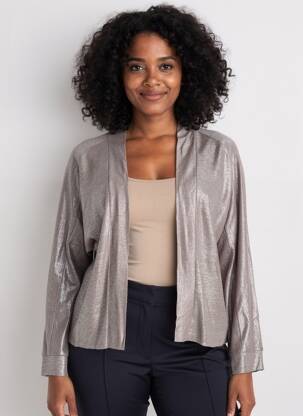 Gilet manches longues col v argent NOTSHY femme