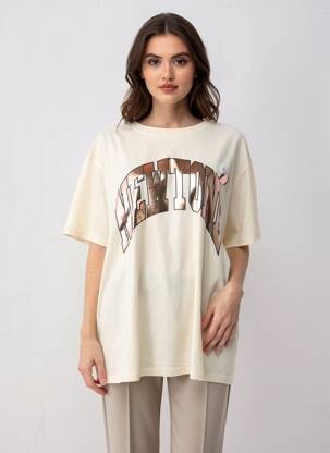 T-shirt coupe droite manches courtes beige NEWTONE femme