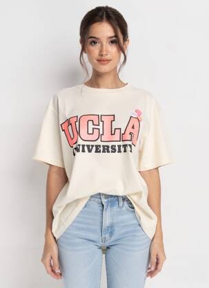 T-shirt sérigraphie manches courtes beige NEWTONE femme