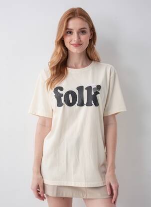 T-shirt sérigraphie manches courtes beige NEWTONE femme
